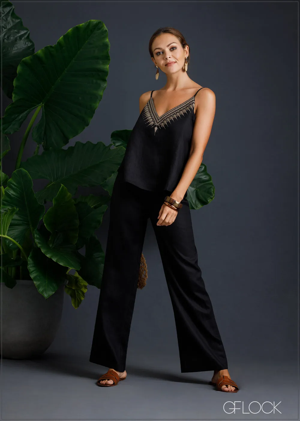 100% Genuine Linen Straight Leg Linen Pant - 080124