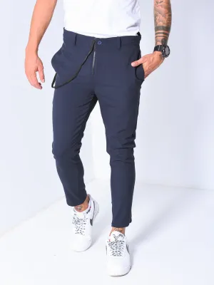 Ankle Pants w/ Elastic Accessory - Blue