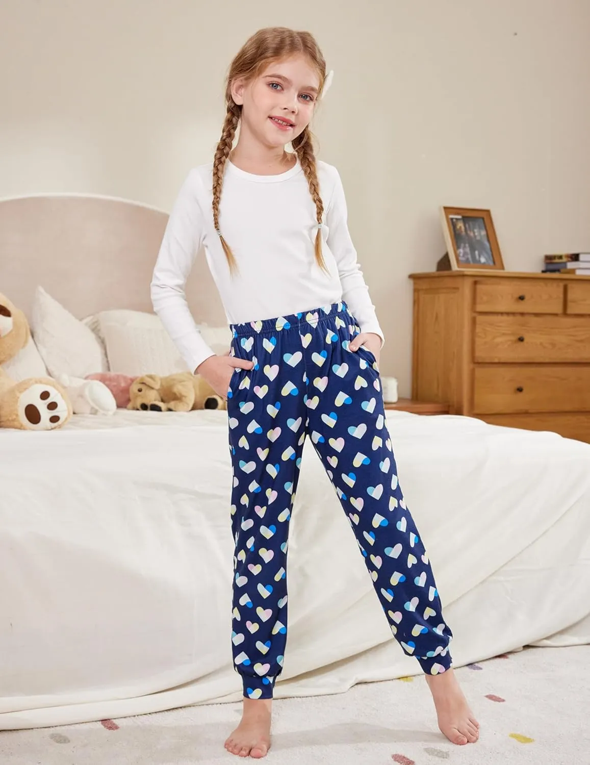 Arshiner Girls Pajama Pants Kids Plaid Pj Pants with Pockets