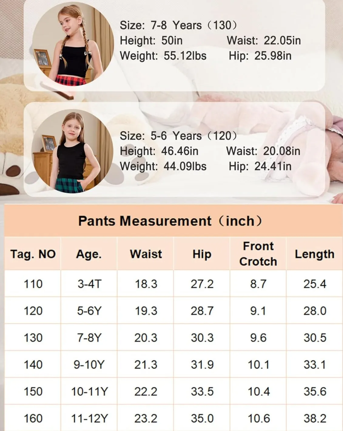 Arshiner Girls Pajama Pants Kids Plaid Pj Pants with Pockets