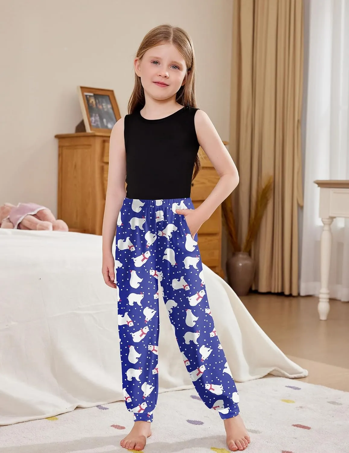 Arshiner Girls Pajama Pants Kids Plaid Pj Pants with Pockets
