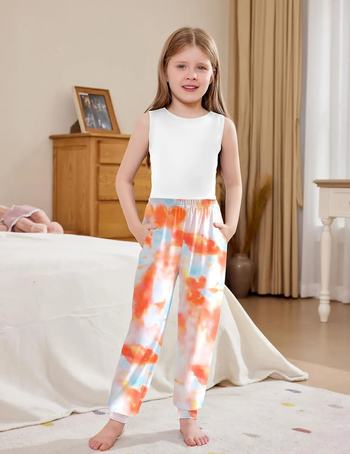 Arshiner Girls Pajama Pants Kids Plaid Pj Pants with Pockets