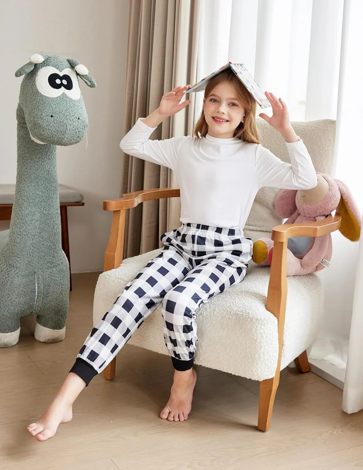 Arshiner Girls Pajama Pants Kids Plaid Pj Pants with Pockets