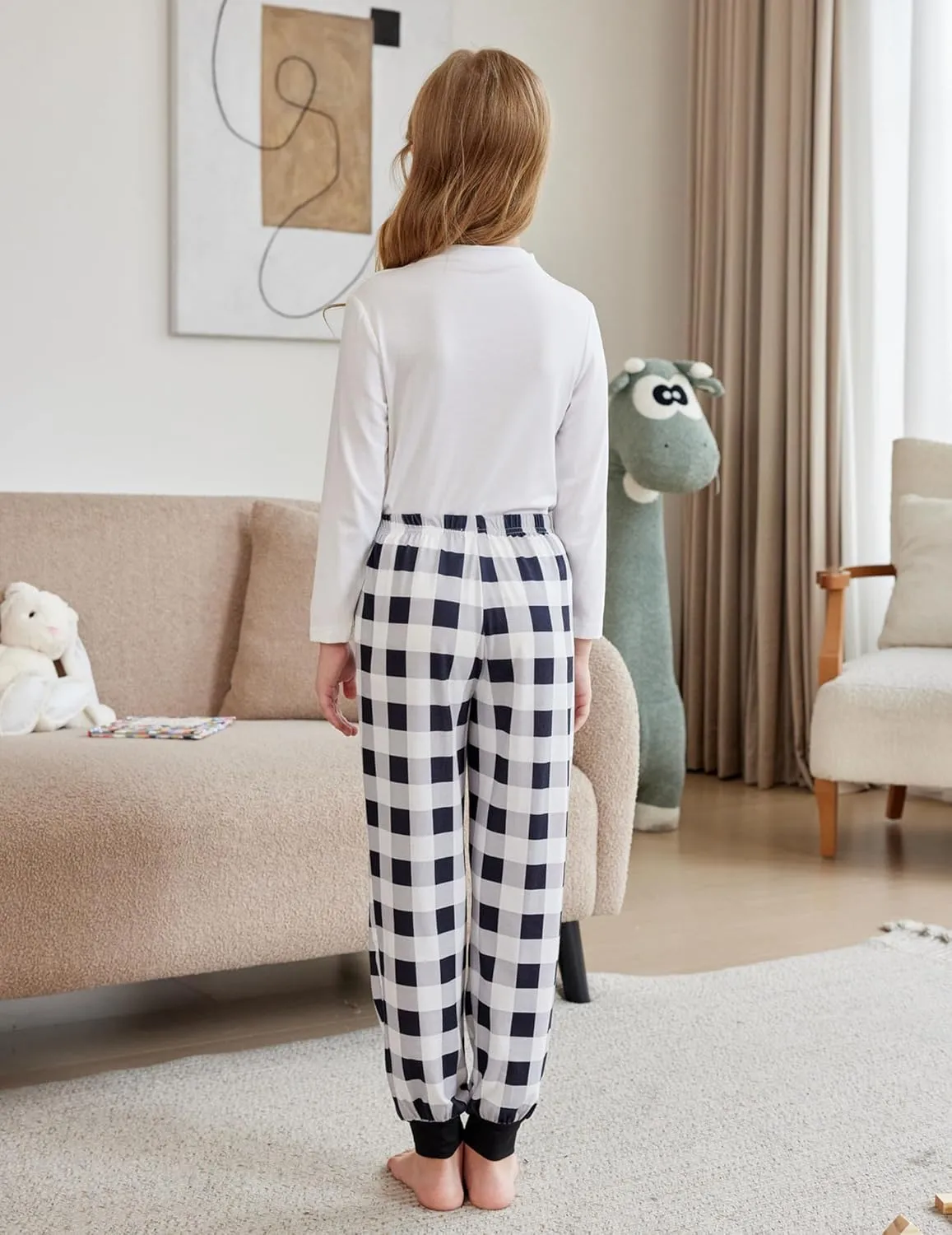 Arshiner Girls Pajama Pants Kids Plaid Pj Pants with Pockets