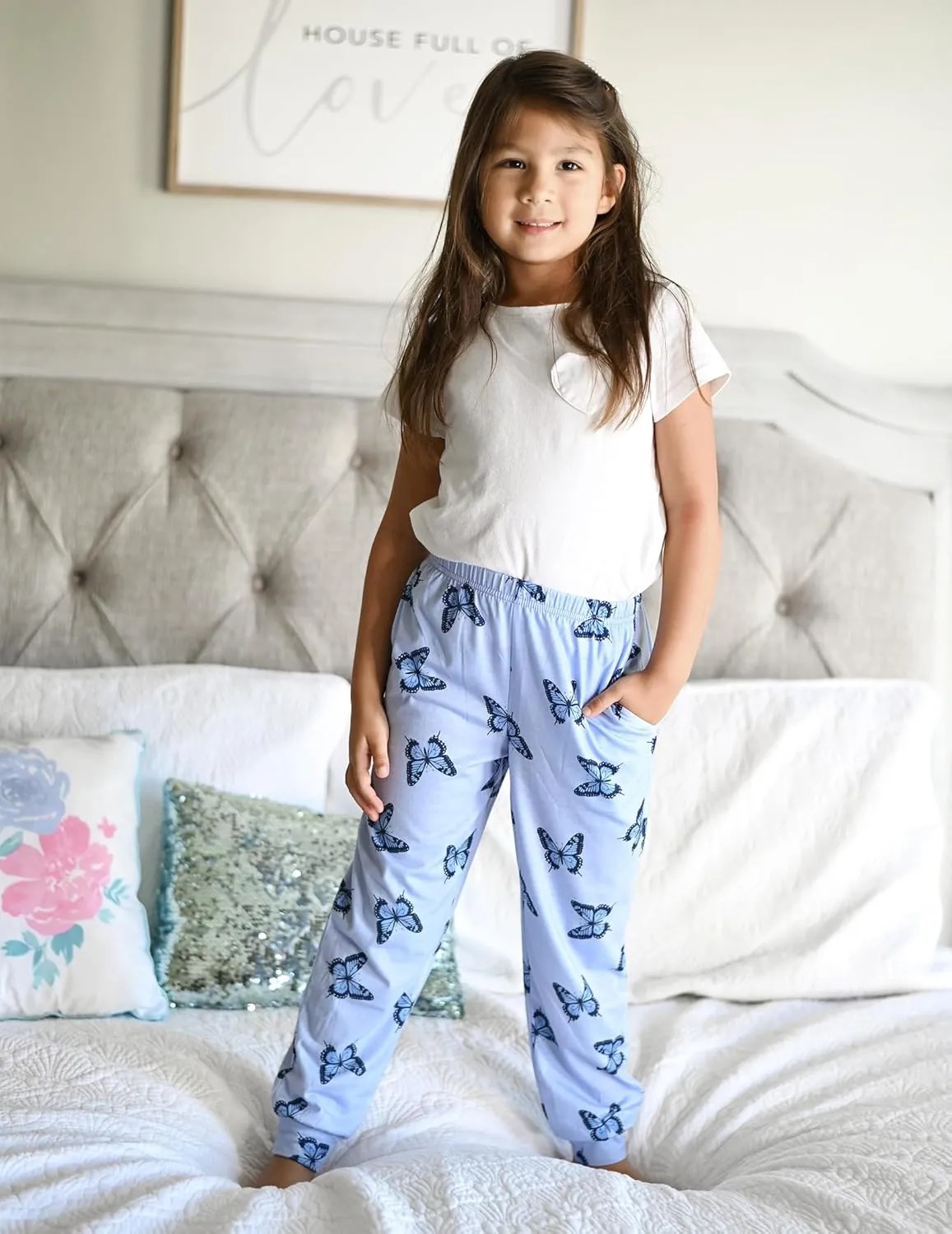Arshiner Girls Pajama Pants Kids Plaid Pj Pants with Pockets