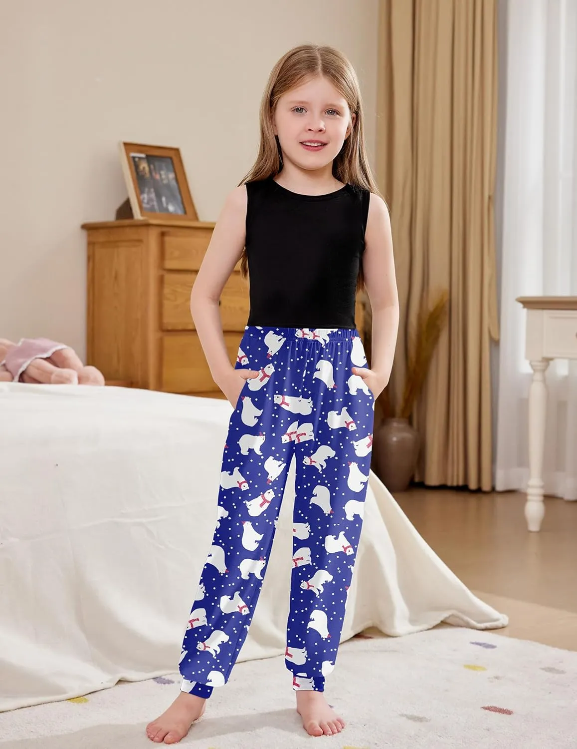 Arshiner Girls Pajama Pants Kids Plaid Pj Pants with Pockets
