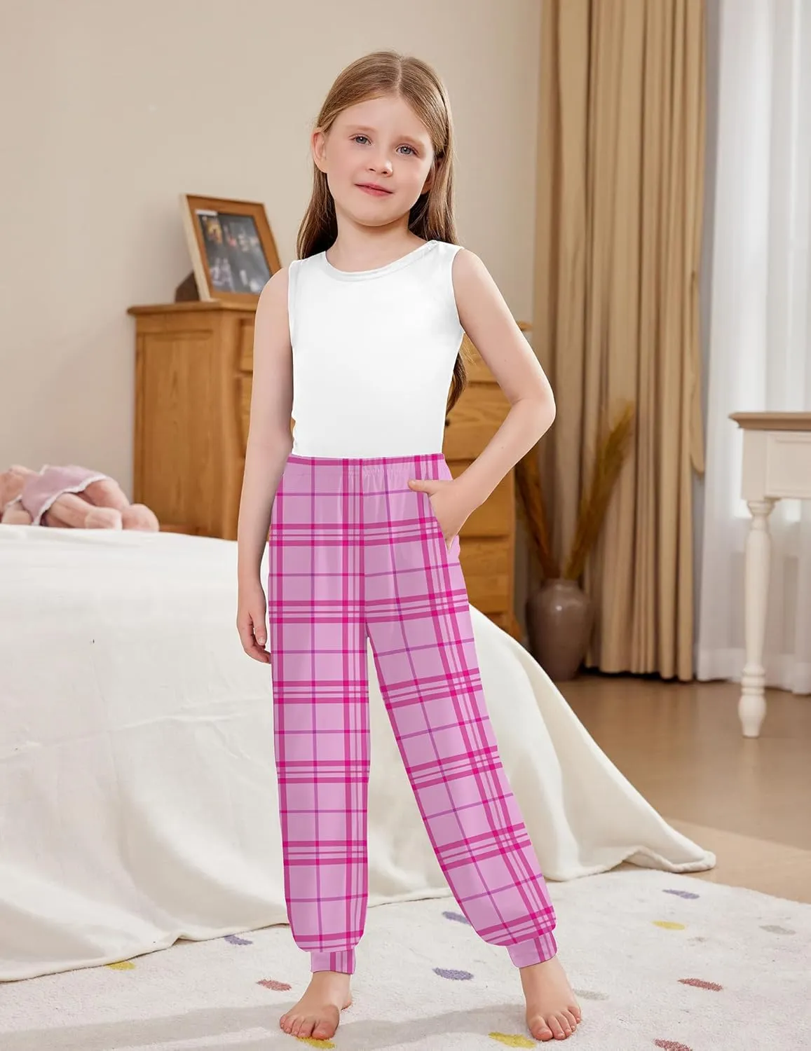 Arshiner Girls Pajama Pants Kids Plaid Pj Pants with Pockets