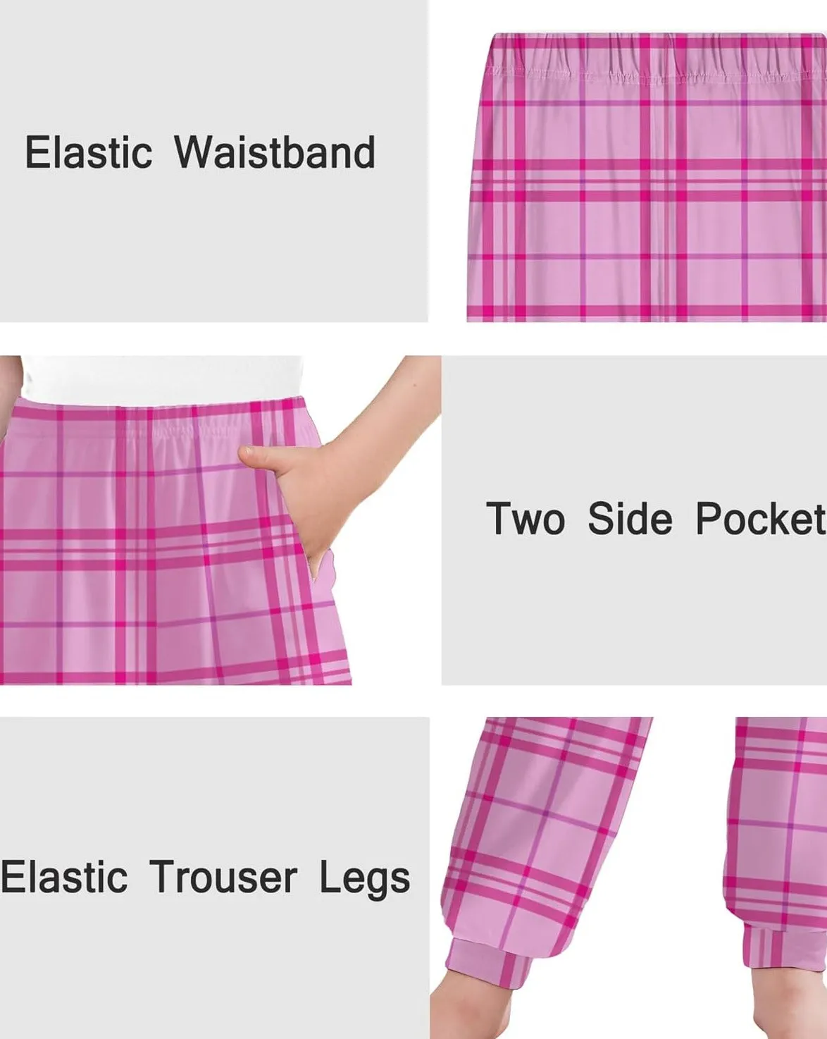 Arshiner Girls Pajama Pants Kids Plaid Pj Pants with Pockets