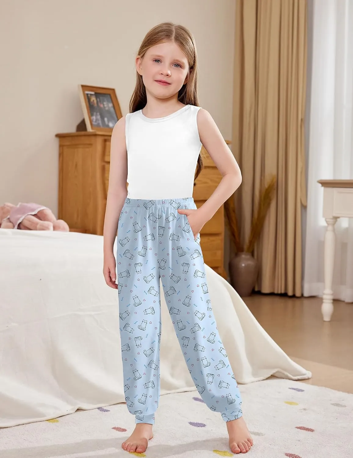 Arshiner Girls Pajama Pants Kids Plaid Pj Pants with Pockets