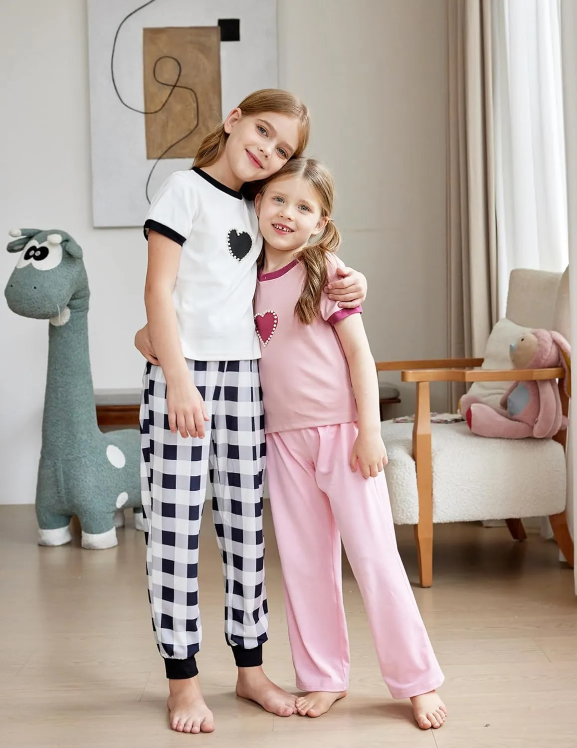 Arshiner Girls Pajama Pants Kids Plaid Pj Pants with Pockets