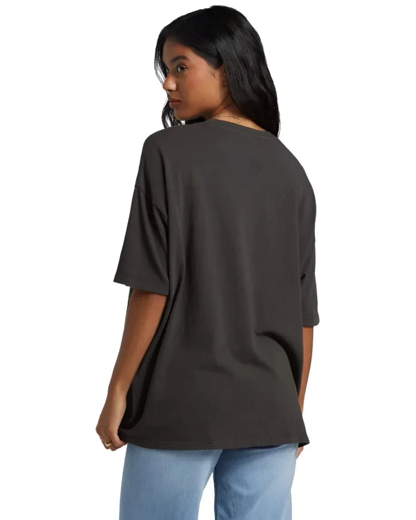 BILLABONG Women's Under The Palms Oversized T-Shirt Off Black