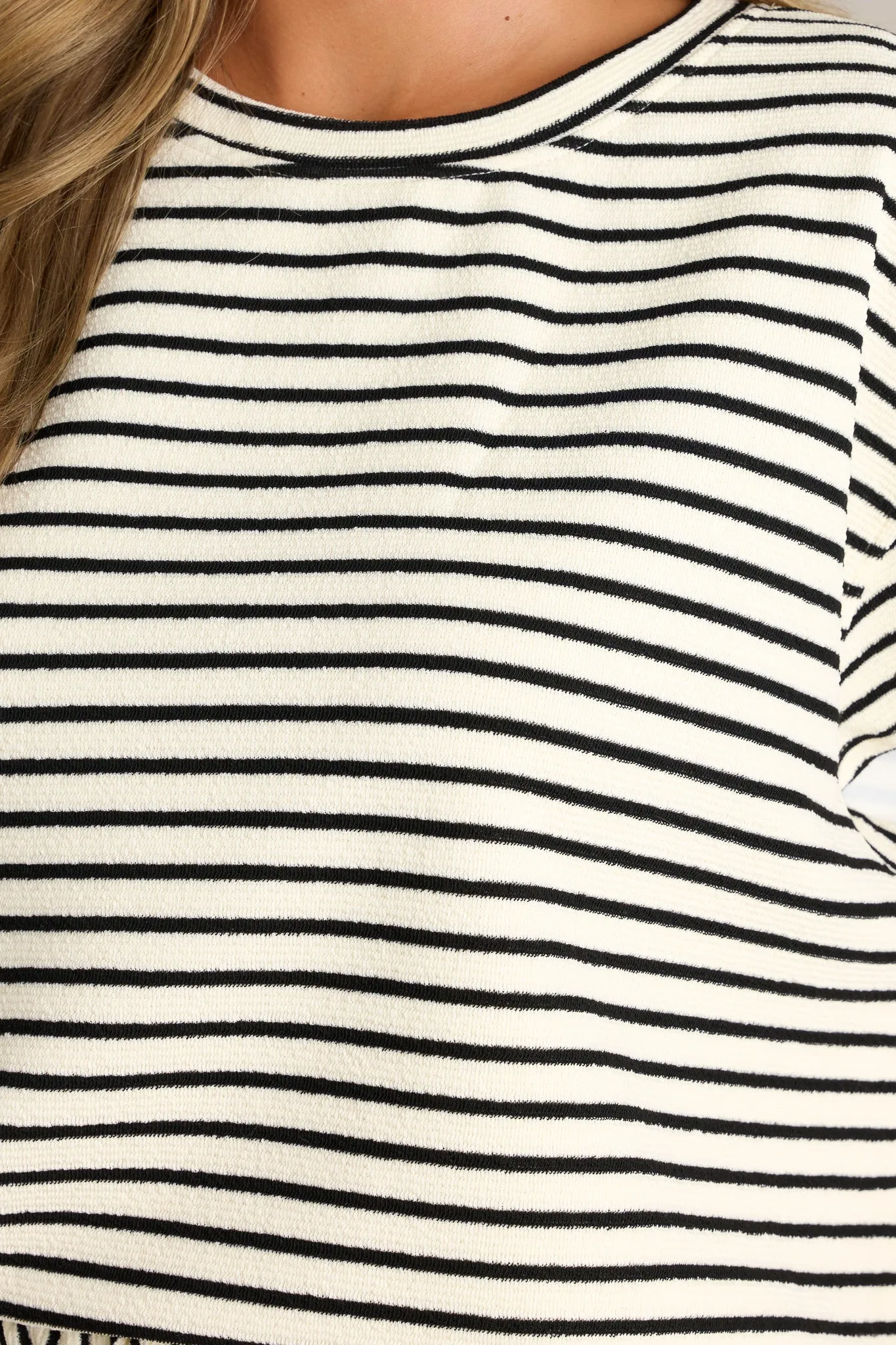Blissful Horizon Black Stripe Top