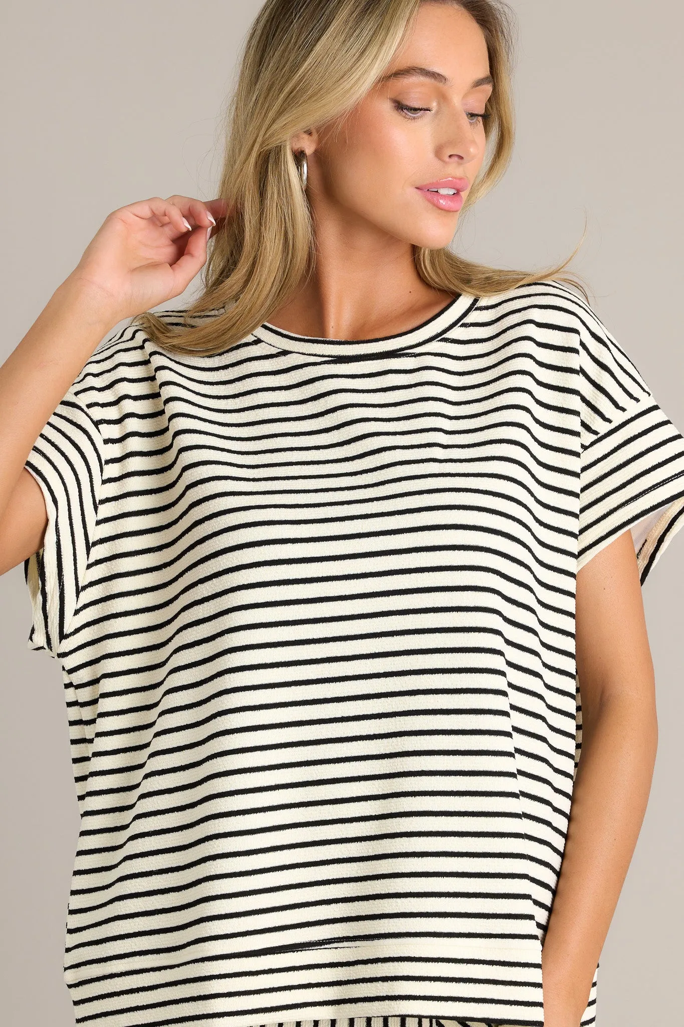 Blissful Horizon Black Stripe Top