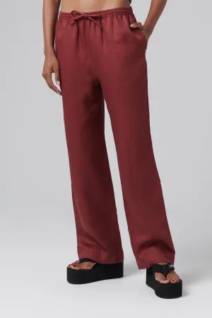 Burgundy Aurelia Linen Pants