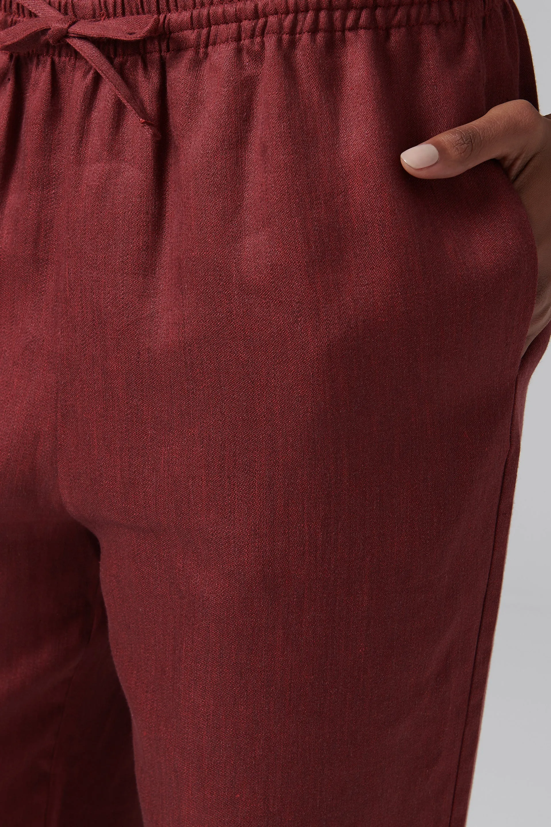 Burgundy Aurelia Linen Pants