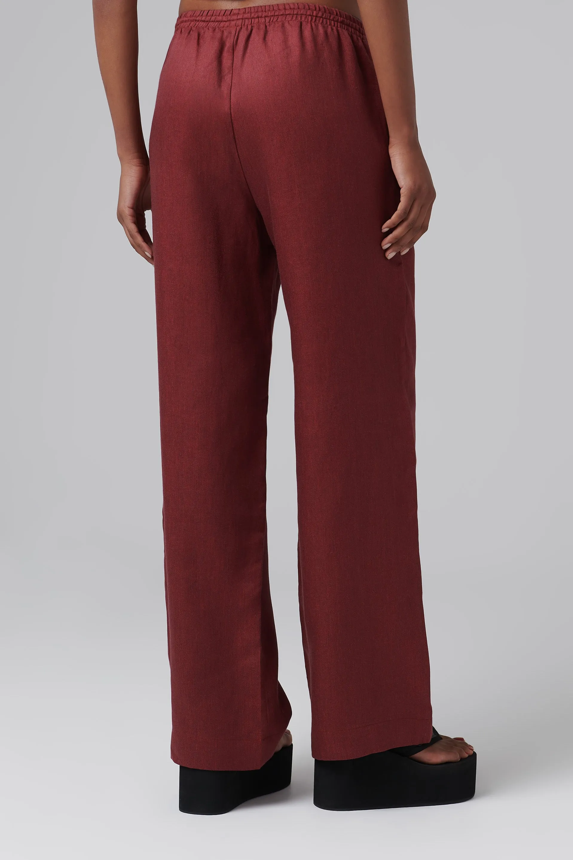 Burgundy Aurelia Linen Pants