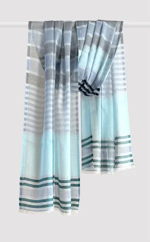 Cadet Blue Cotton Linen Stole
