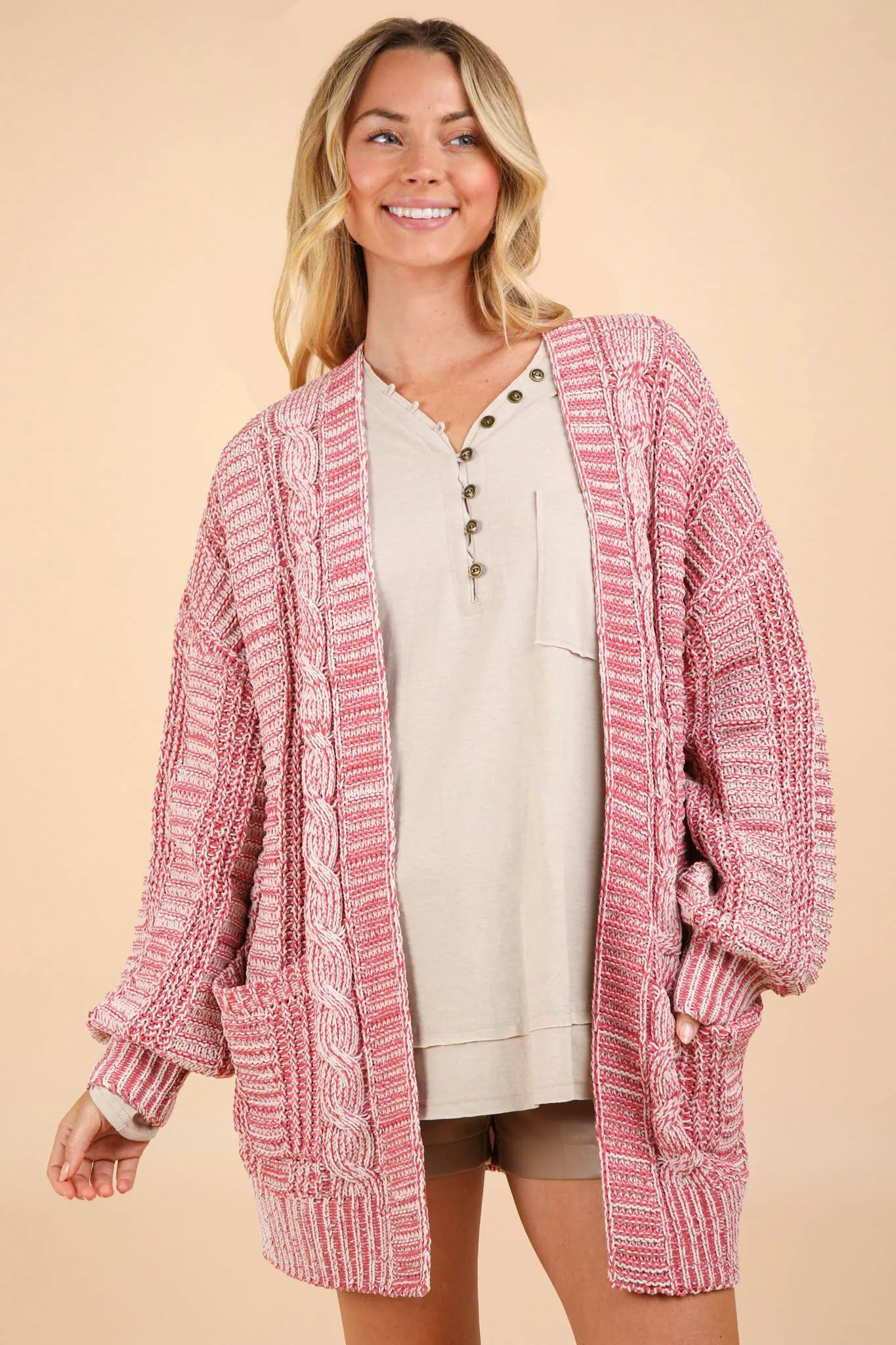 Calia - Oversized Sweater Cardigan - Brick
