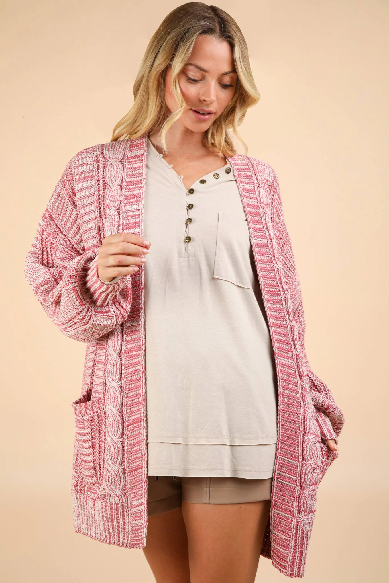 Calia - Oversized Sweater Cardigan - Brick