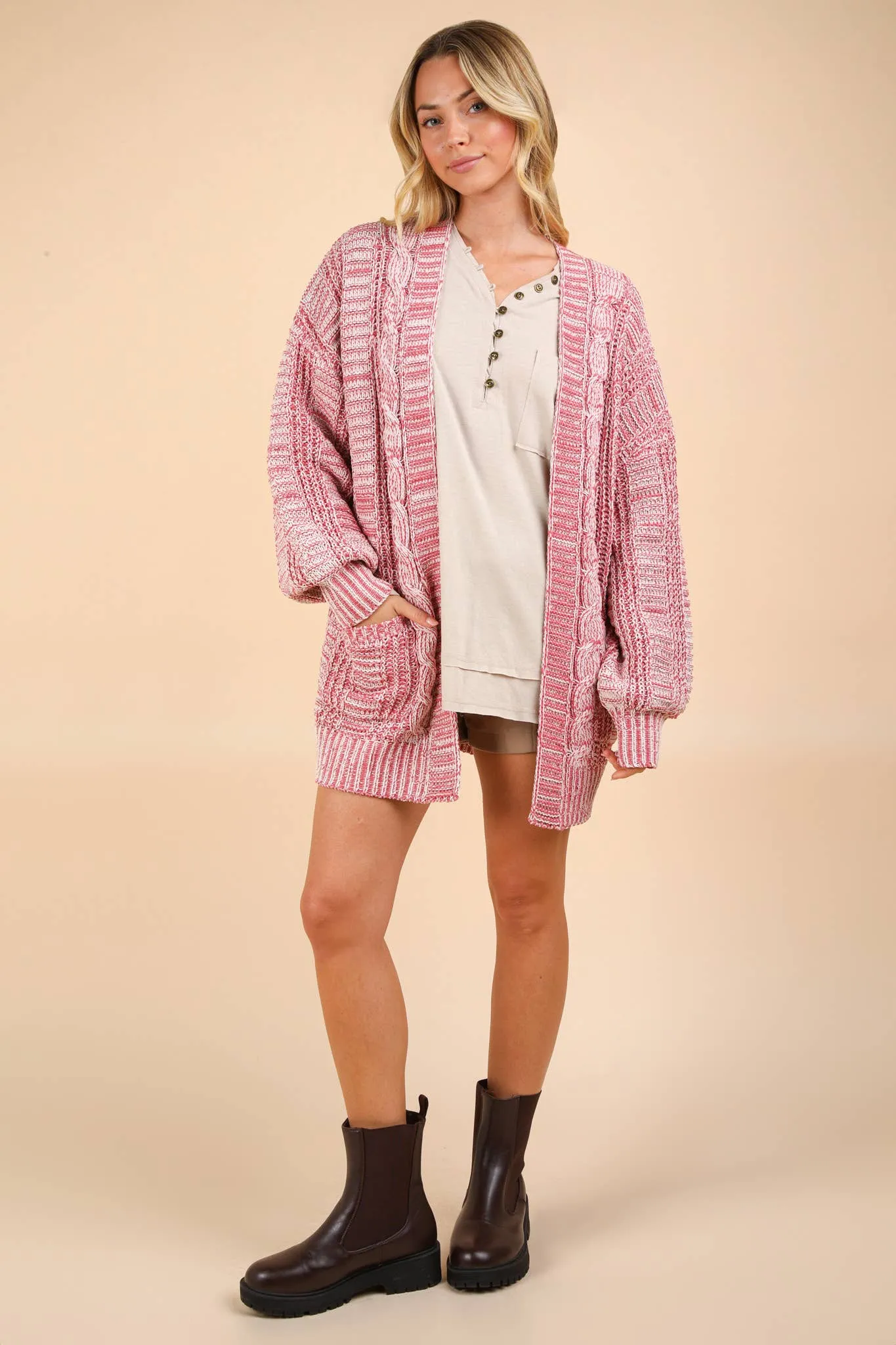 Calia - Oversized Sweater Cardigan - Brick