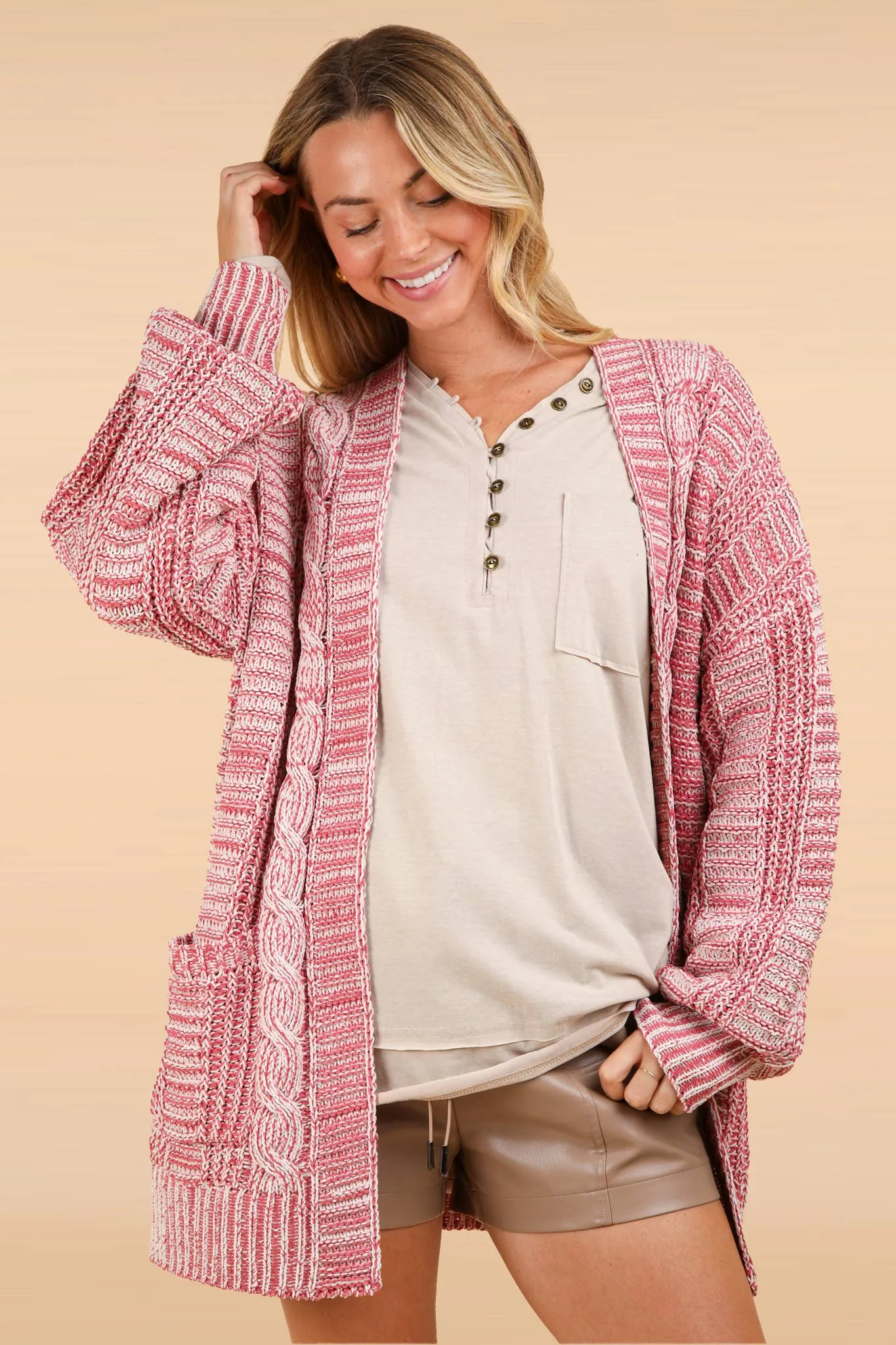 Calia - Oversized Sweater Cardigan - Brick