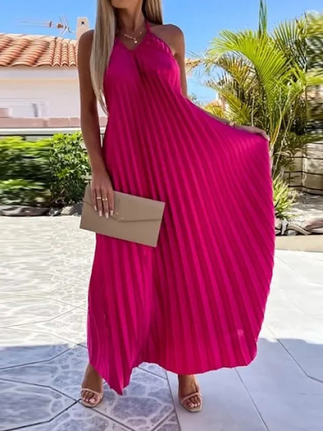 Casual Dress Swing Dress Sundress Long Dress Maxi Dress Black Blue Light Green Sleeveless Pure Color Backless Spring Summer Spaghetti Strap  S M L XL XXL 3XL for Women