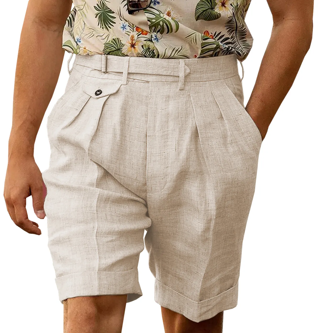 Casual Men's Short Pants Cotton Linen For Wedding