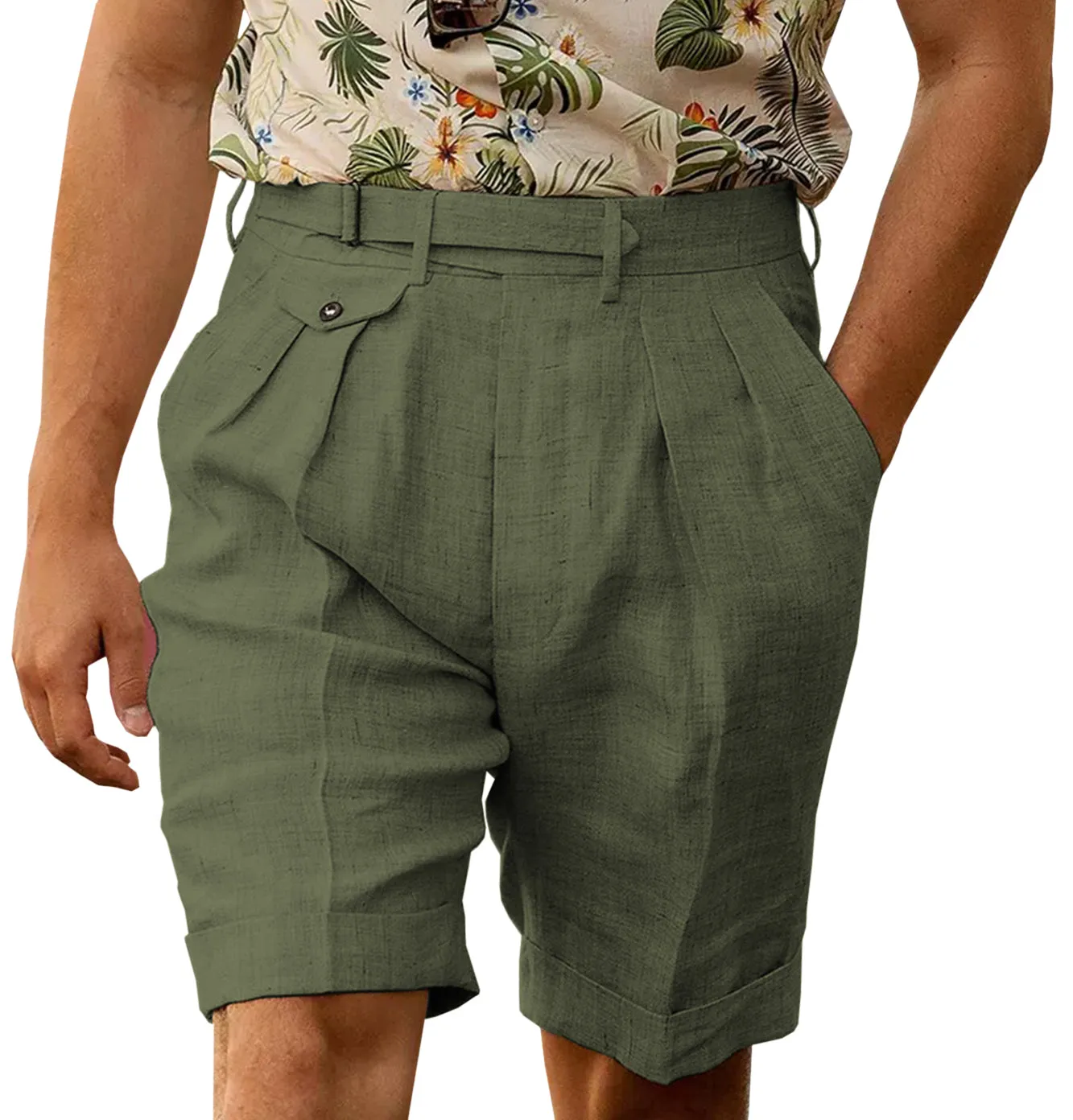 Casual Men's Short Pants Cotton Linen For Wedding