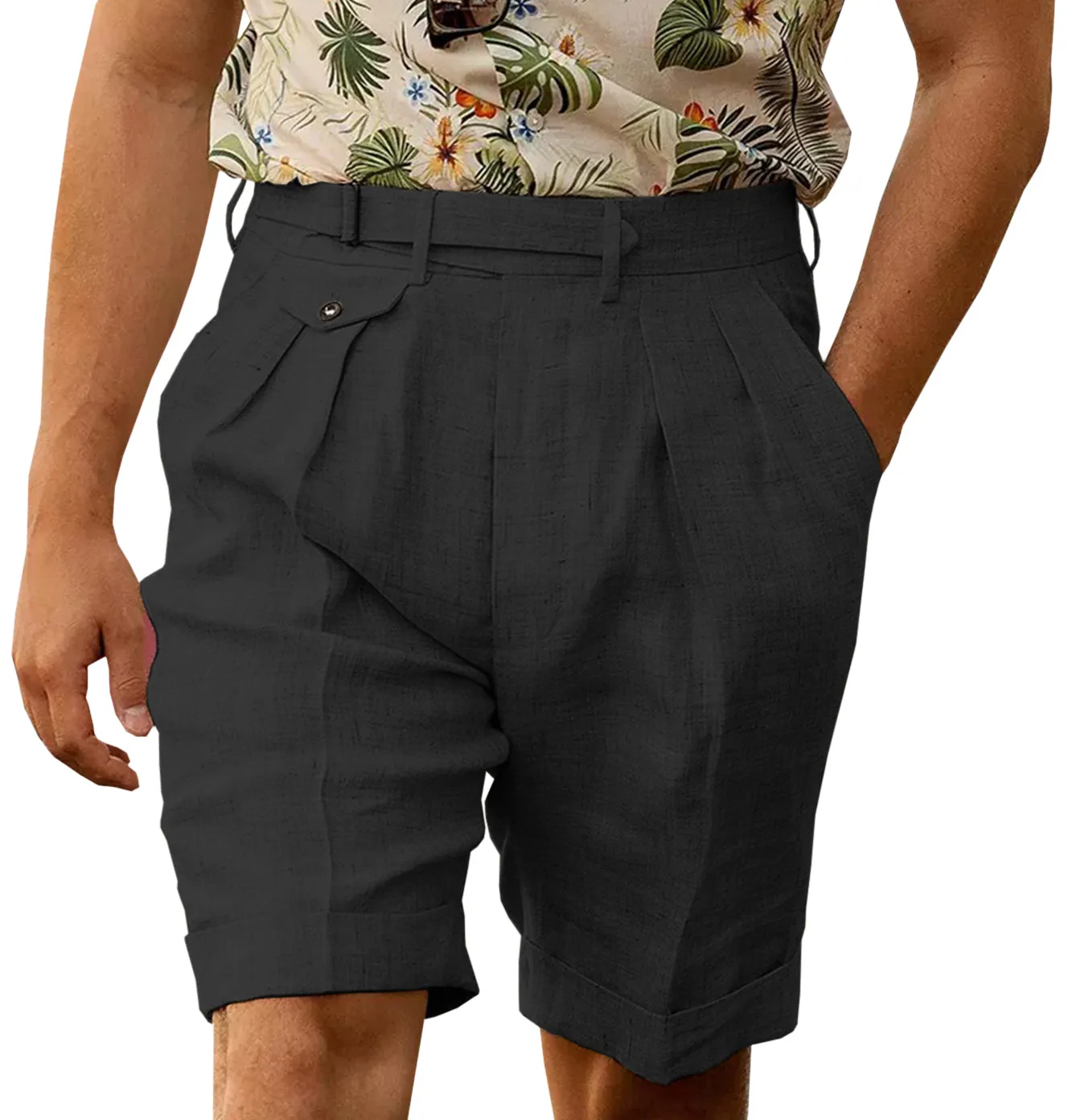Casual Men's Short Pants Cotton Linen For Wedding