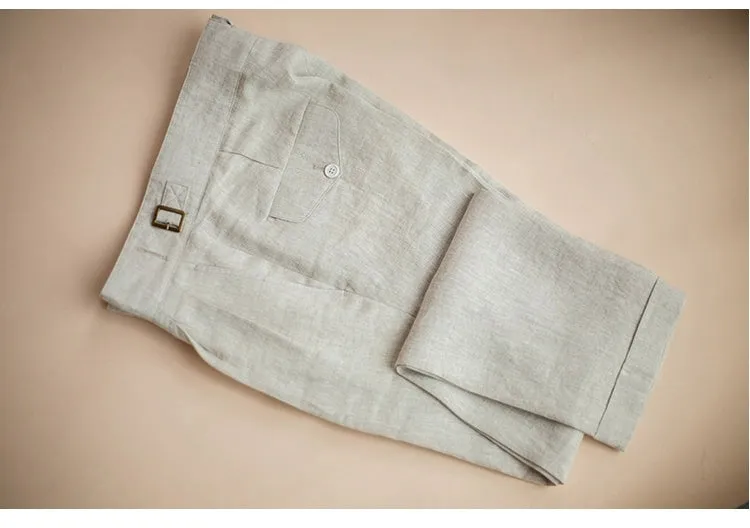 Casual Men's Suit Pants Cotton LinenTrousers For Wedding