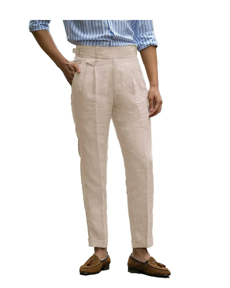 Casual Men's Suit Pants Cotton LinenTrousers For Wedding