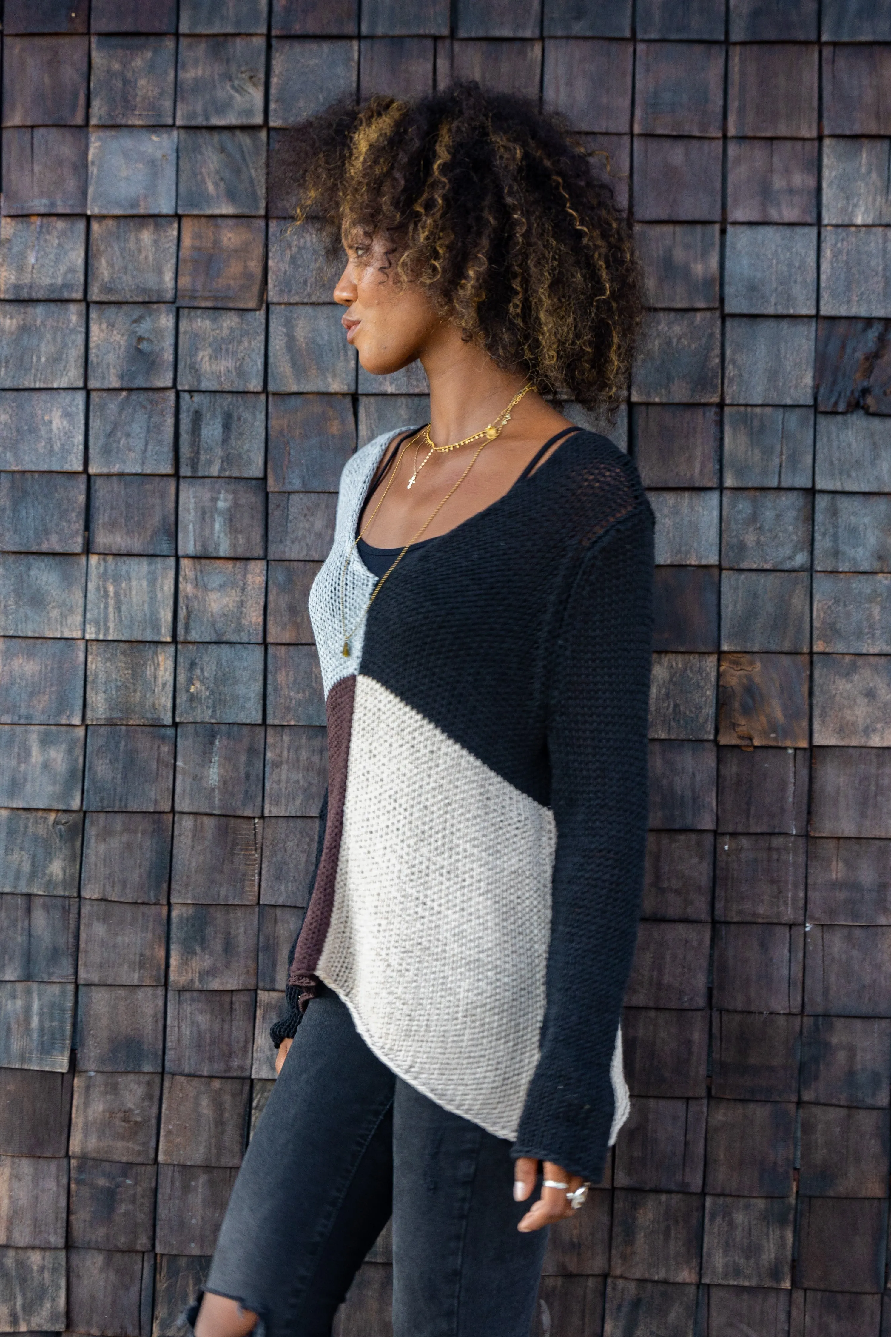 Colorblock V-Neck Cotton
