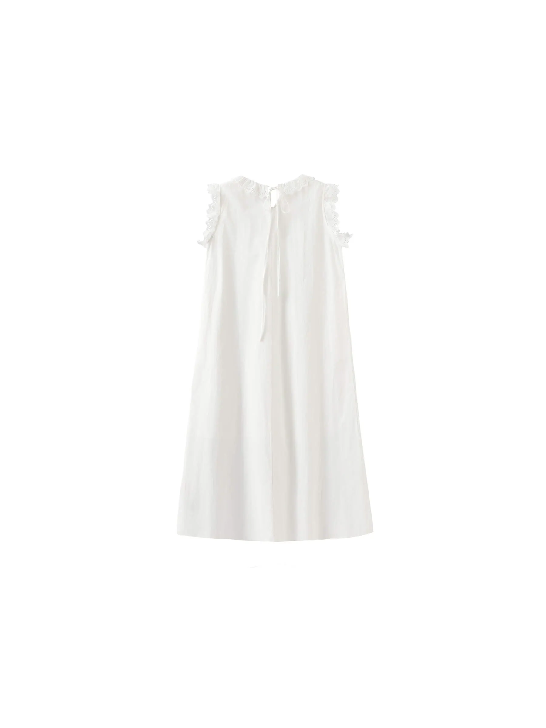 Cotton Lace Trimmed Sleeveless Long Dress