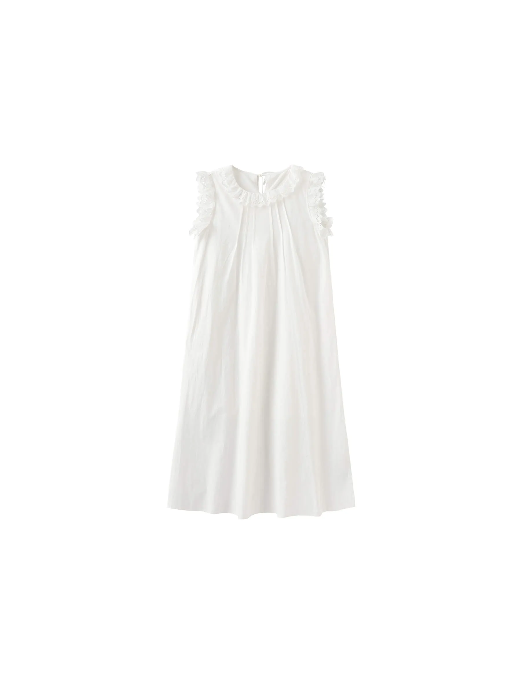 Cotton Lace Trimmed Sleeveless Long Dress