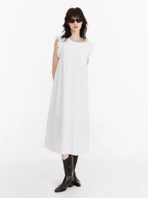 Cotton Lace Trimmed Sleeveless Long Dress