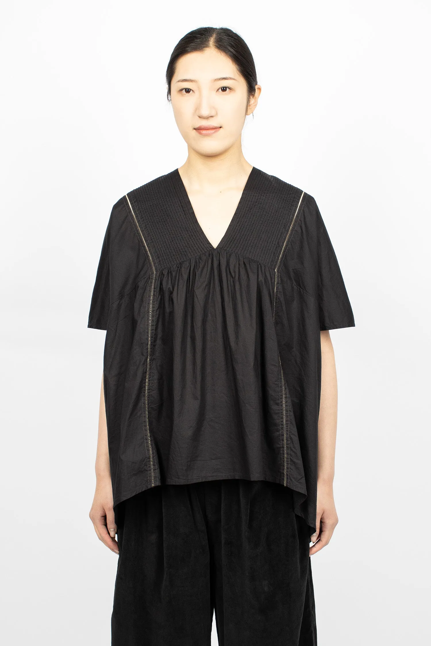Cotton Pullover Blouse Black