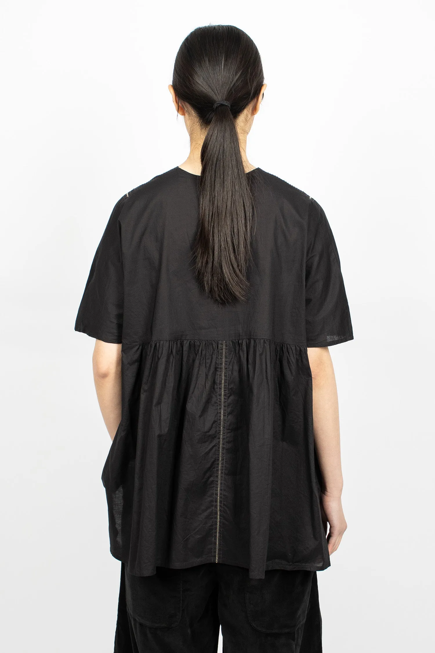Cotton Pullover Blouse Black