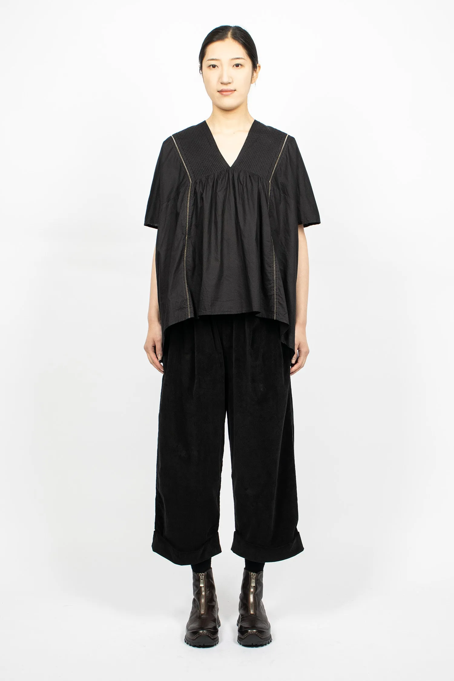 Cotton Pullover Blouse Black