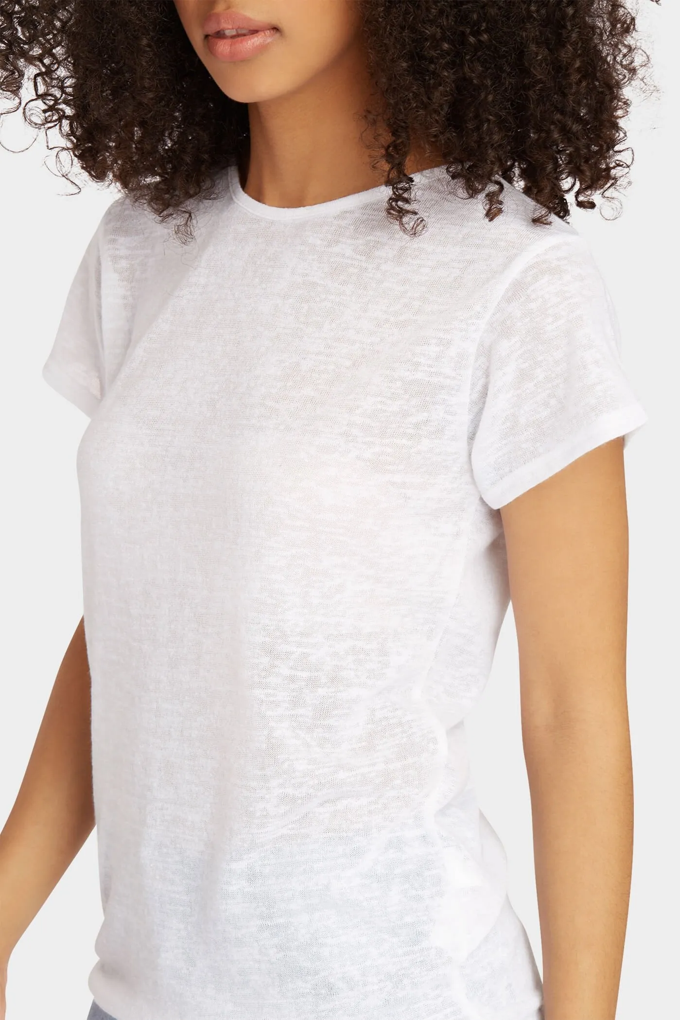 Cream Crew Neck Hi-Lo Top