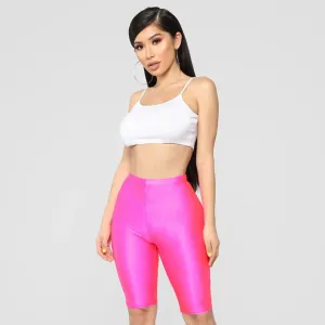 Curves For Days Biker Shorts - Hot Pink