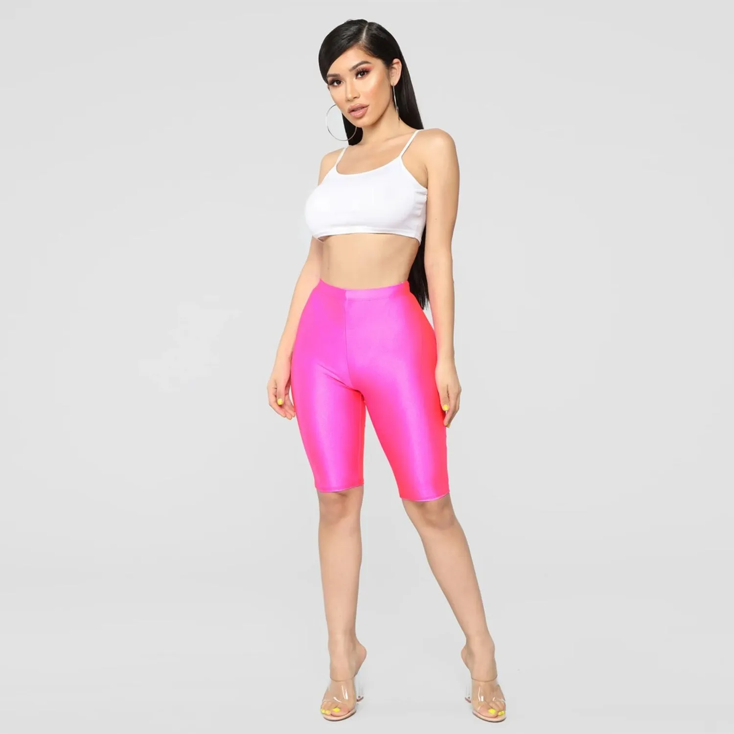 Curves For Days Biker Shorts - Hot Pink