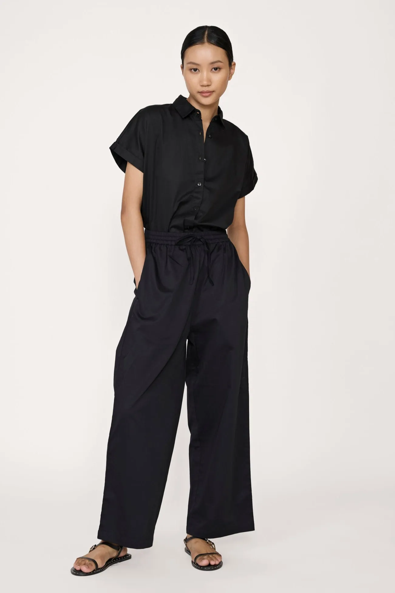 Drawstring Relaxed Pant - Black