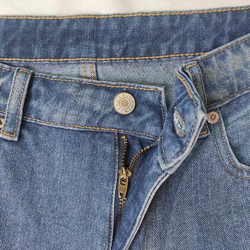 DressBetty - Mid-waist Jeans Women's Retro Denim Wide-leg Pants Loose Street Trousers Casual Washed Mother's Pants