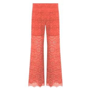 Eyelet Sheer Pants - Red