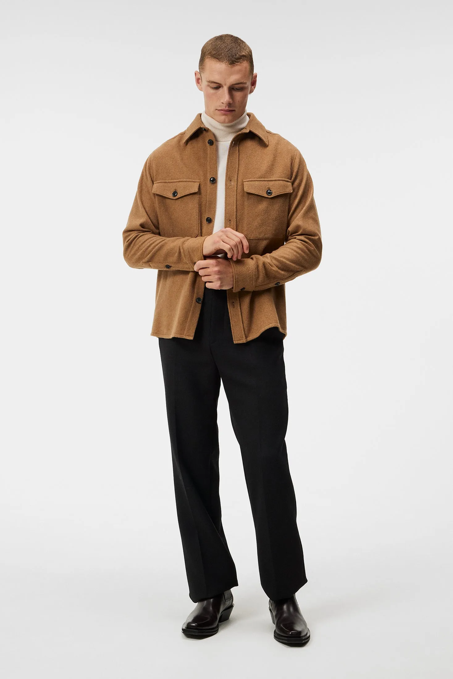 Flat Wool Overshirt / Chipmunk