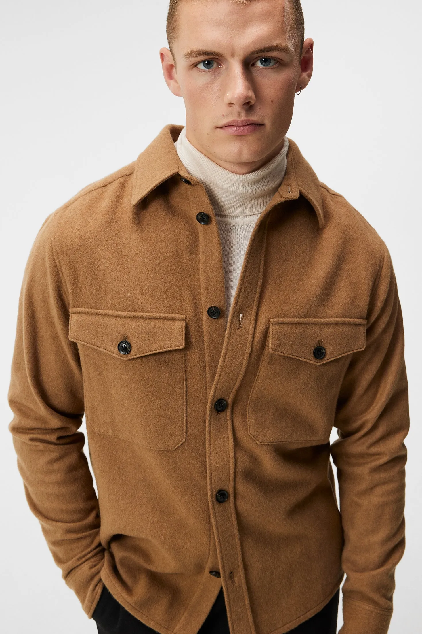 Flat Wool Overshirt / Chipmunk