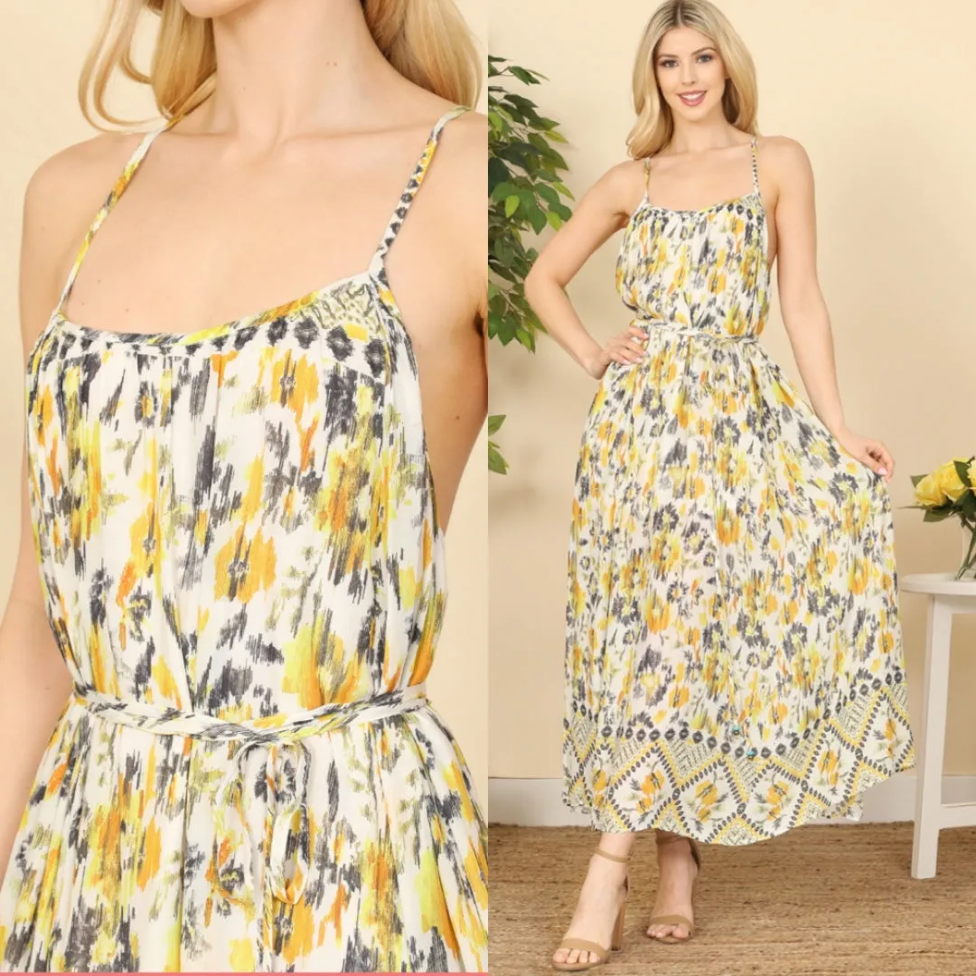Floral Cross Back Maxi Dress