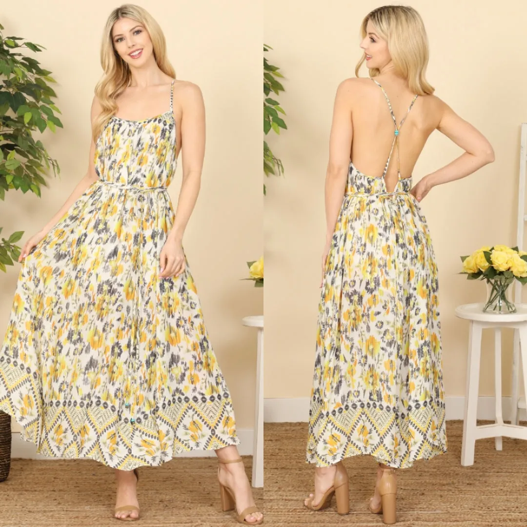 Floral Cross Back Maxi Dress