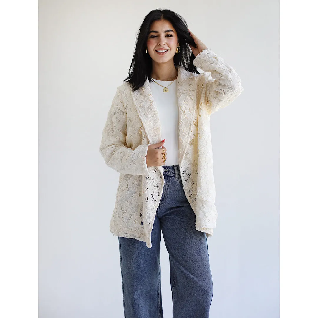 Floral lace blazer