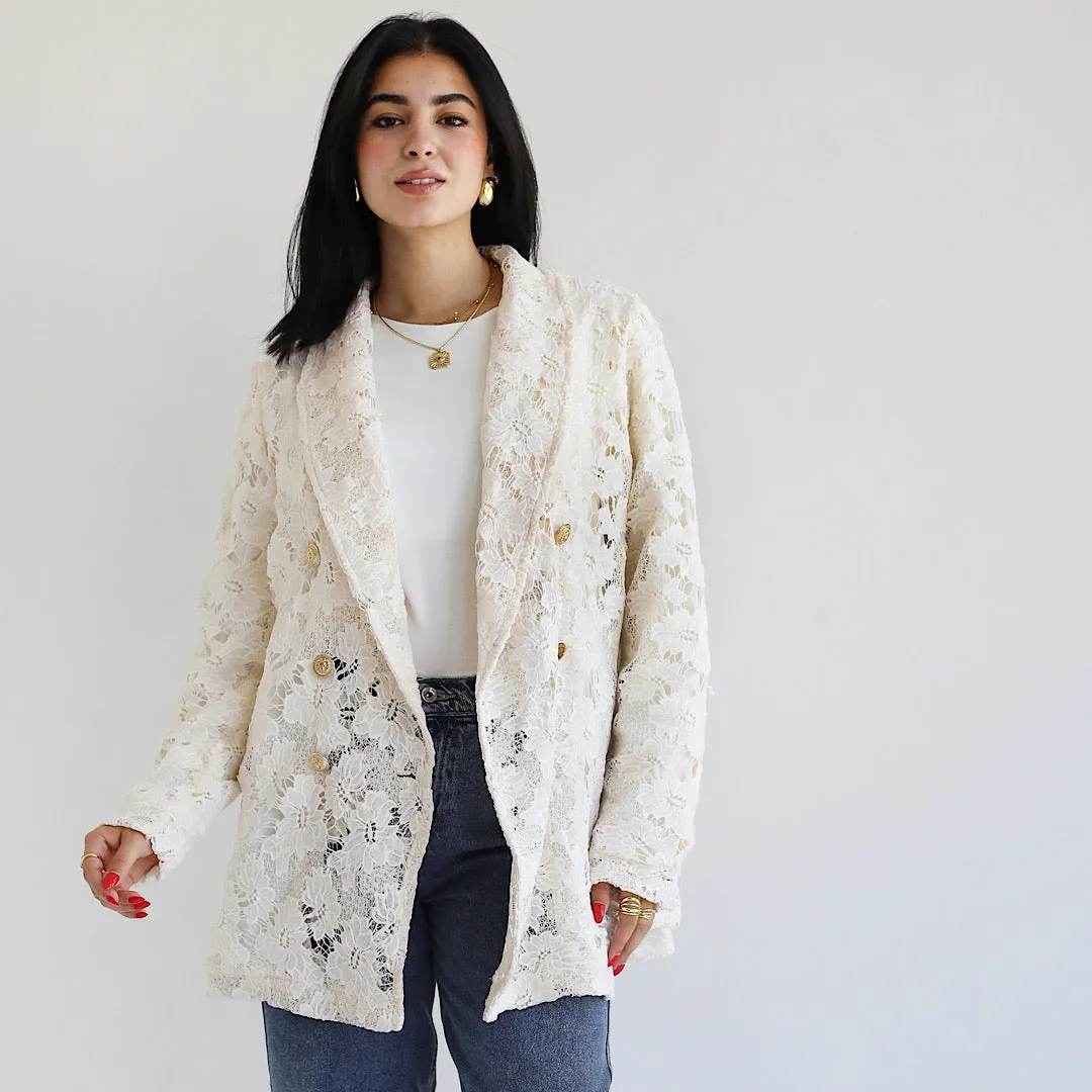 Floral lace blazer